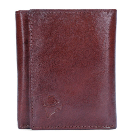 Disky Tri-Fold Leather Wallet - Brown