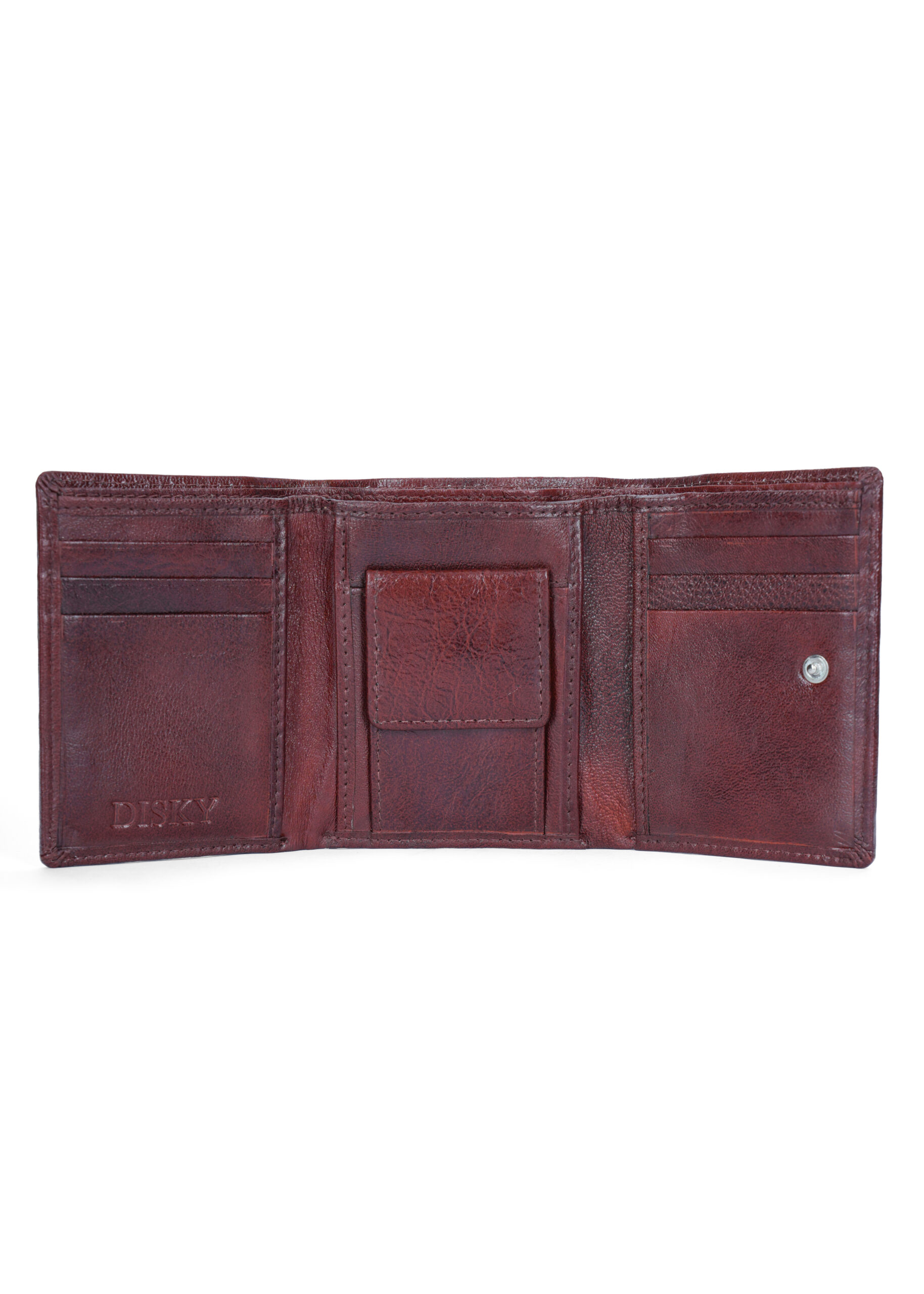 Disky Tri-Fold Leather Wallet - Brown - Image 2