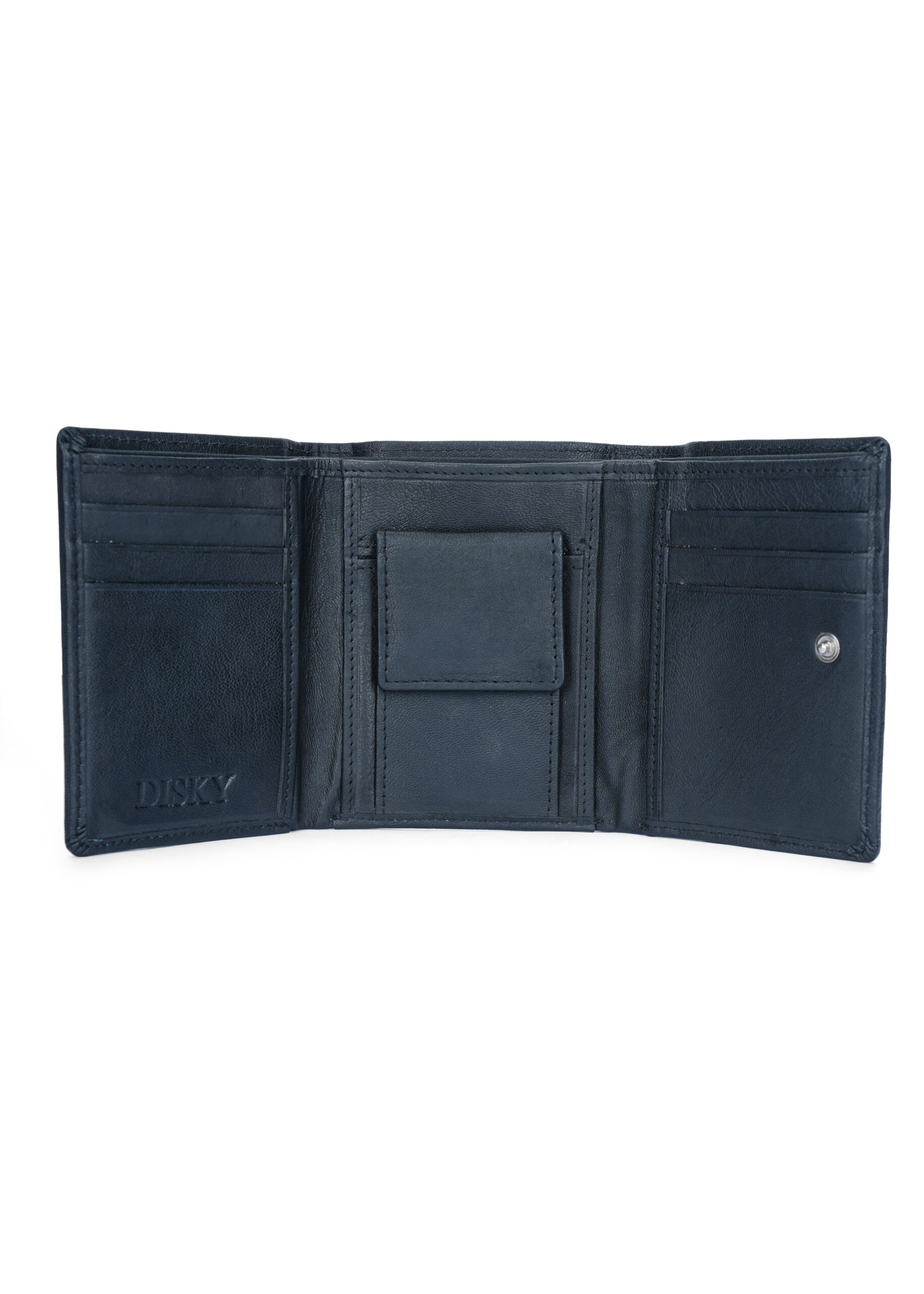 Disky Tri-Fold Leather Wallet - Black - Image 4