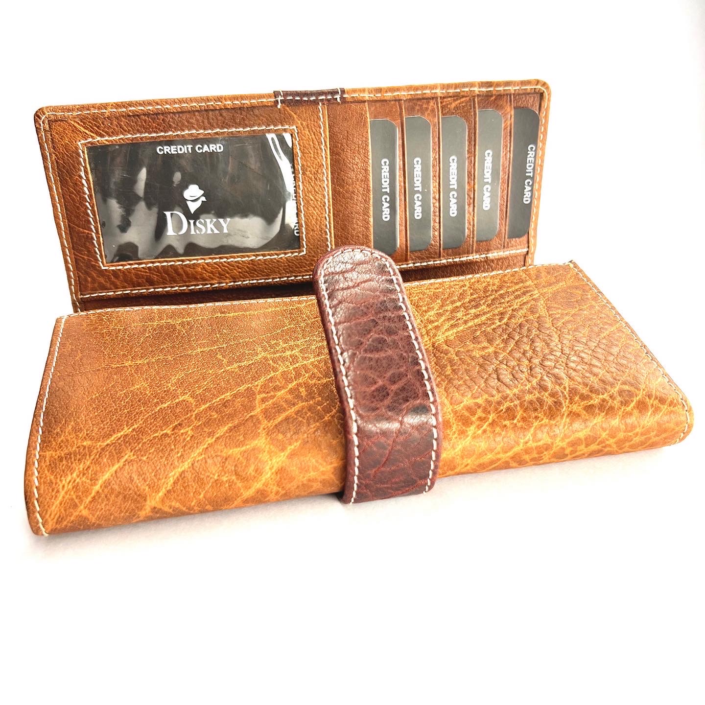 Disky Premium Leather Clutches for Girls - Brown - Image 3