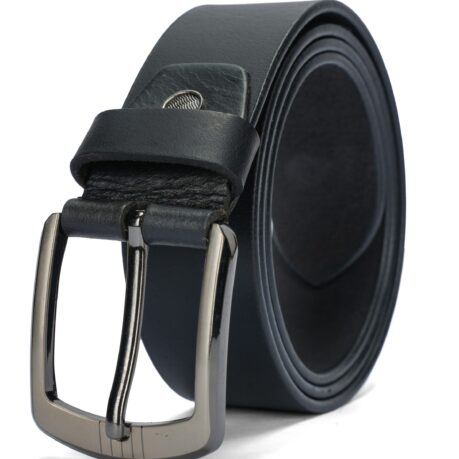 Disky Premium Leather Belt with Heavy Buckle - Black