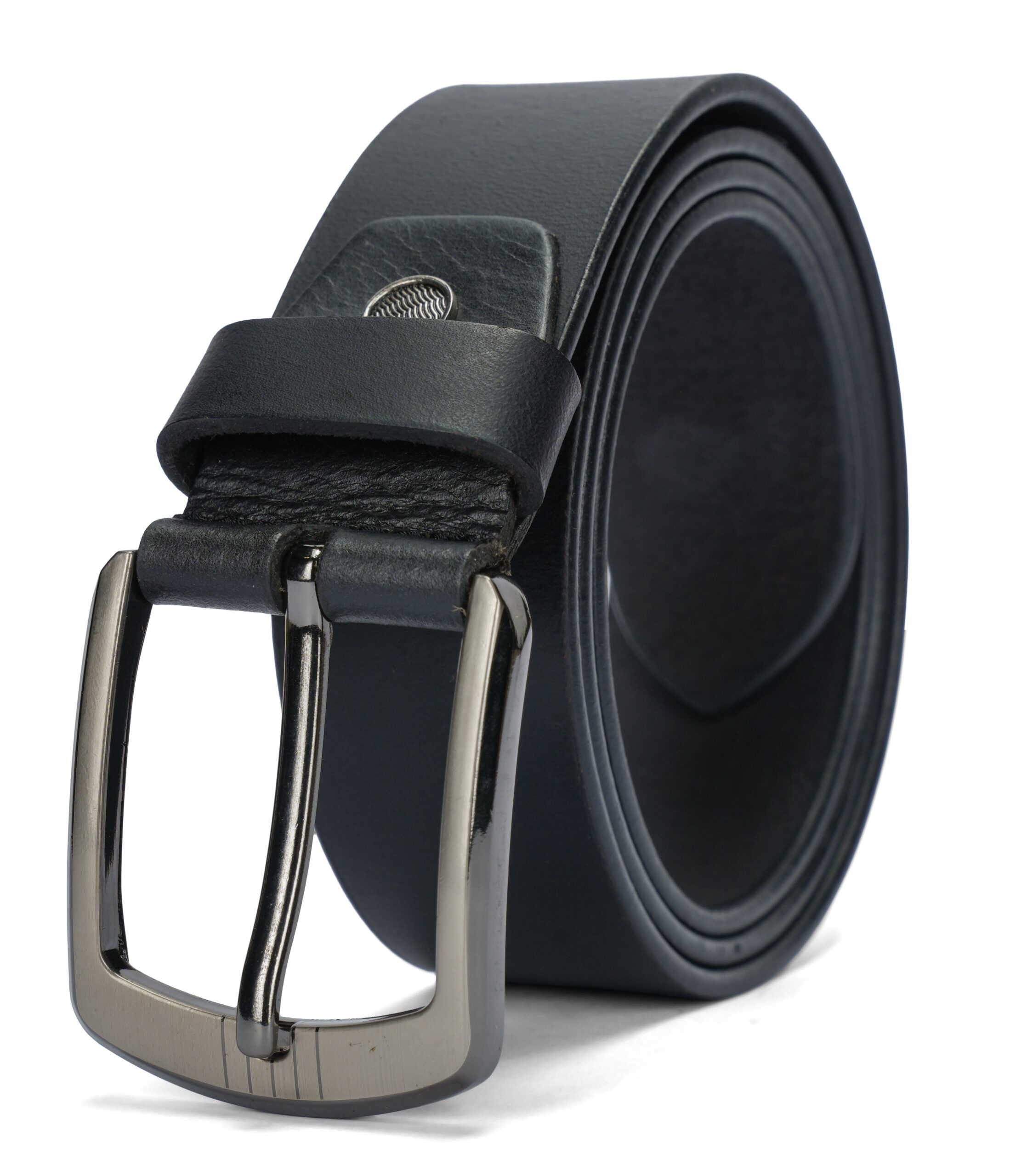 Disky Premium Leather Belt with Heavy Buckle - Black