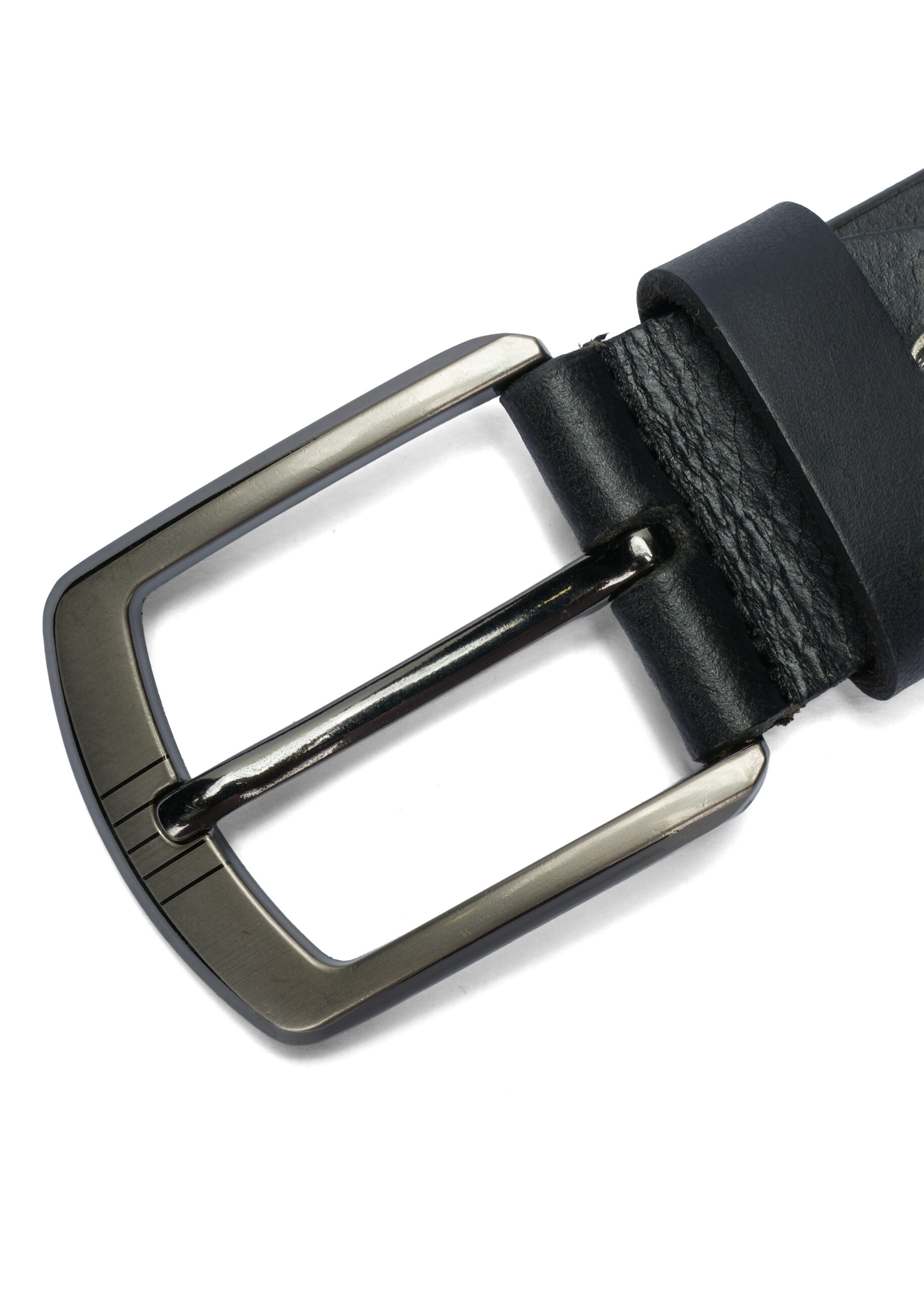 Disky Premium Leather Belt with Heavy Buckle - Black - Image 3