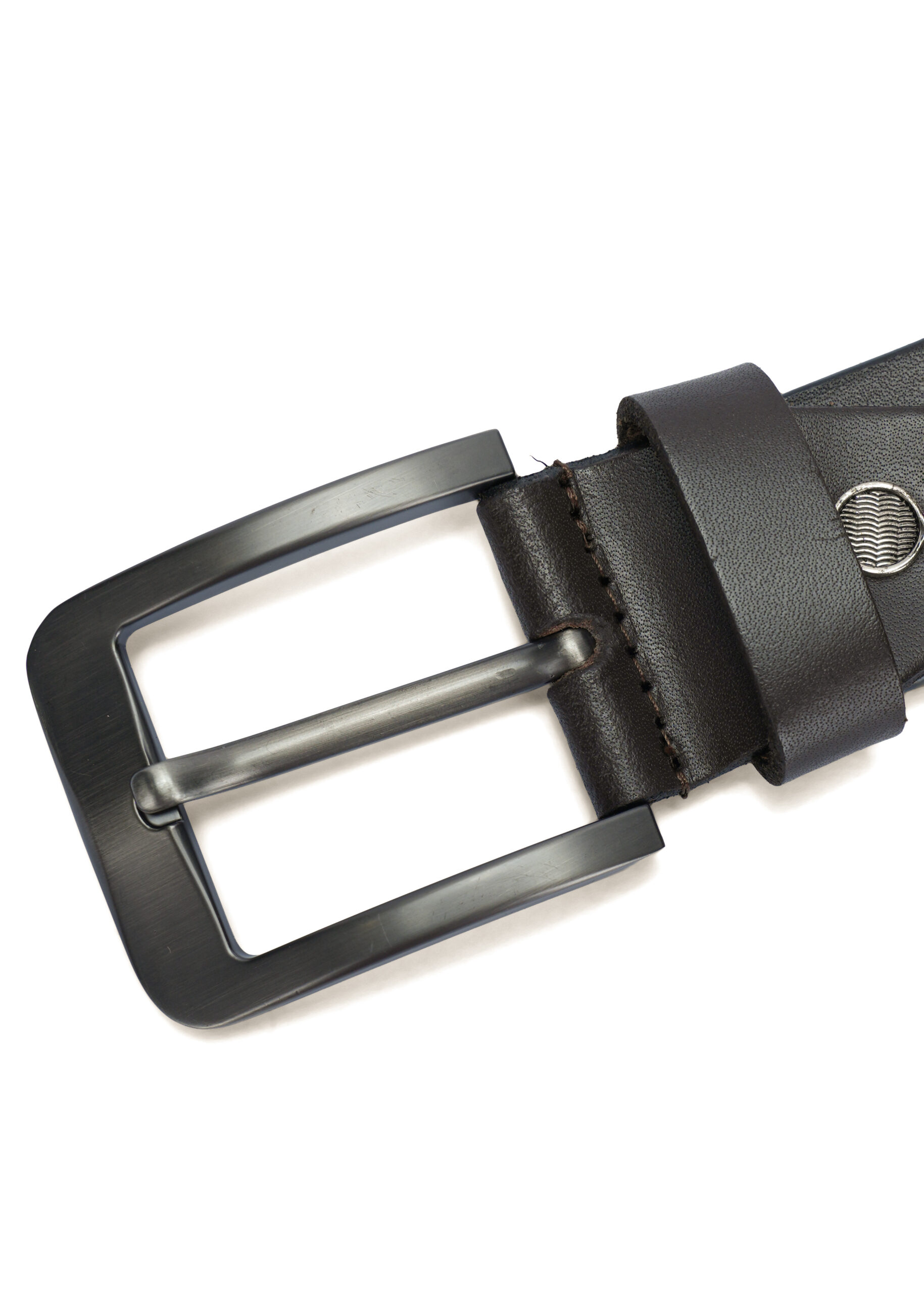 Disky Premium Leather Belt with Heavy Buckle - Brown - Image 3