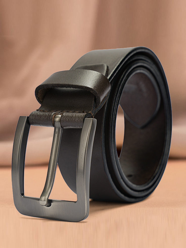 Disky Premium Leather Belt with Heavy Buckle - Brown - Image 8